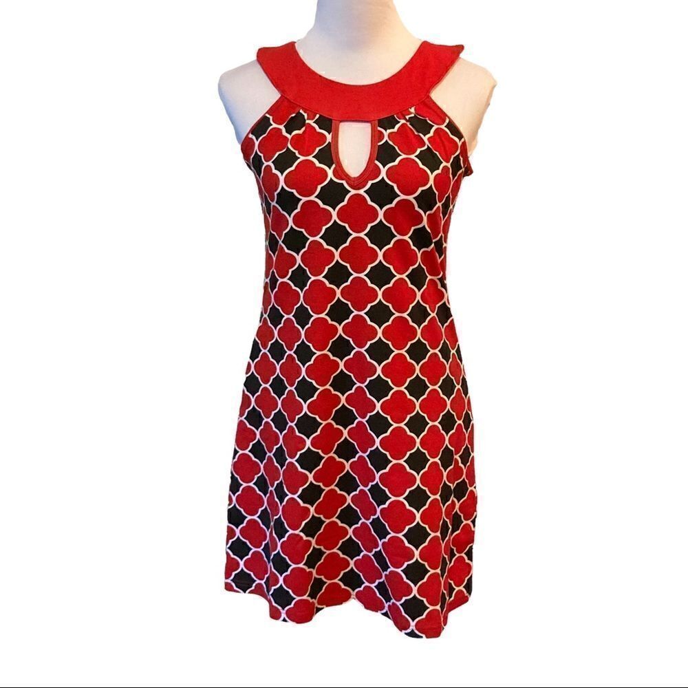 Tracy Negoshian Red And‎ Black Laney Shift Dress, Size S, NWT